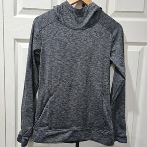 Athleta Hoodie Striated‎ Stowe Pullover Funnel Neck Grey Spacedye Womens XS